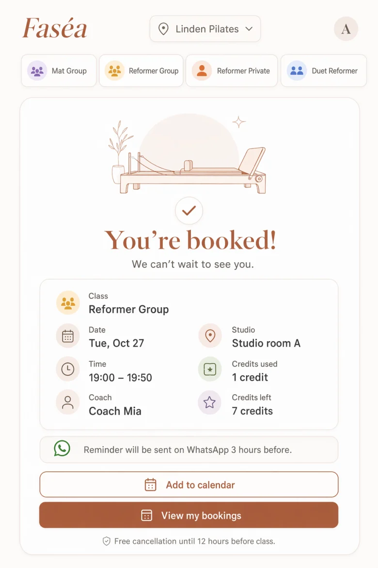 Member app: booking confirmed